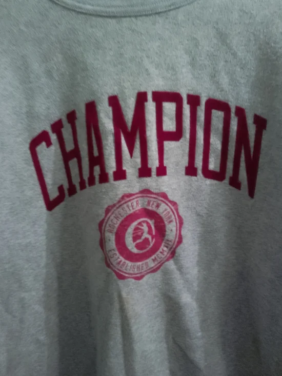 Champion Light Gray Sweatshirt with Maroon Logo Y2K Size Large - Picture 7 of 9